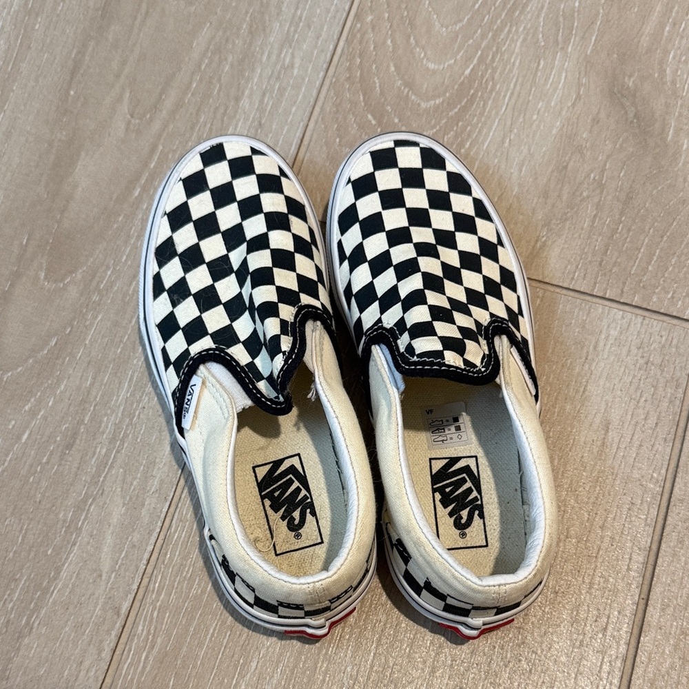 Vans Kids Black and White Checkered Slip-On Sneakers